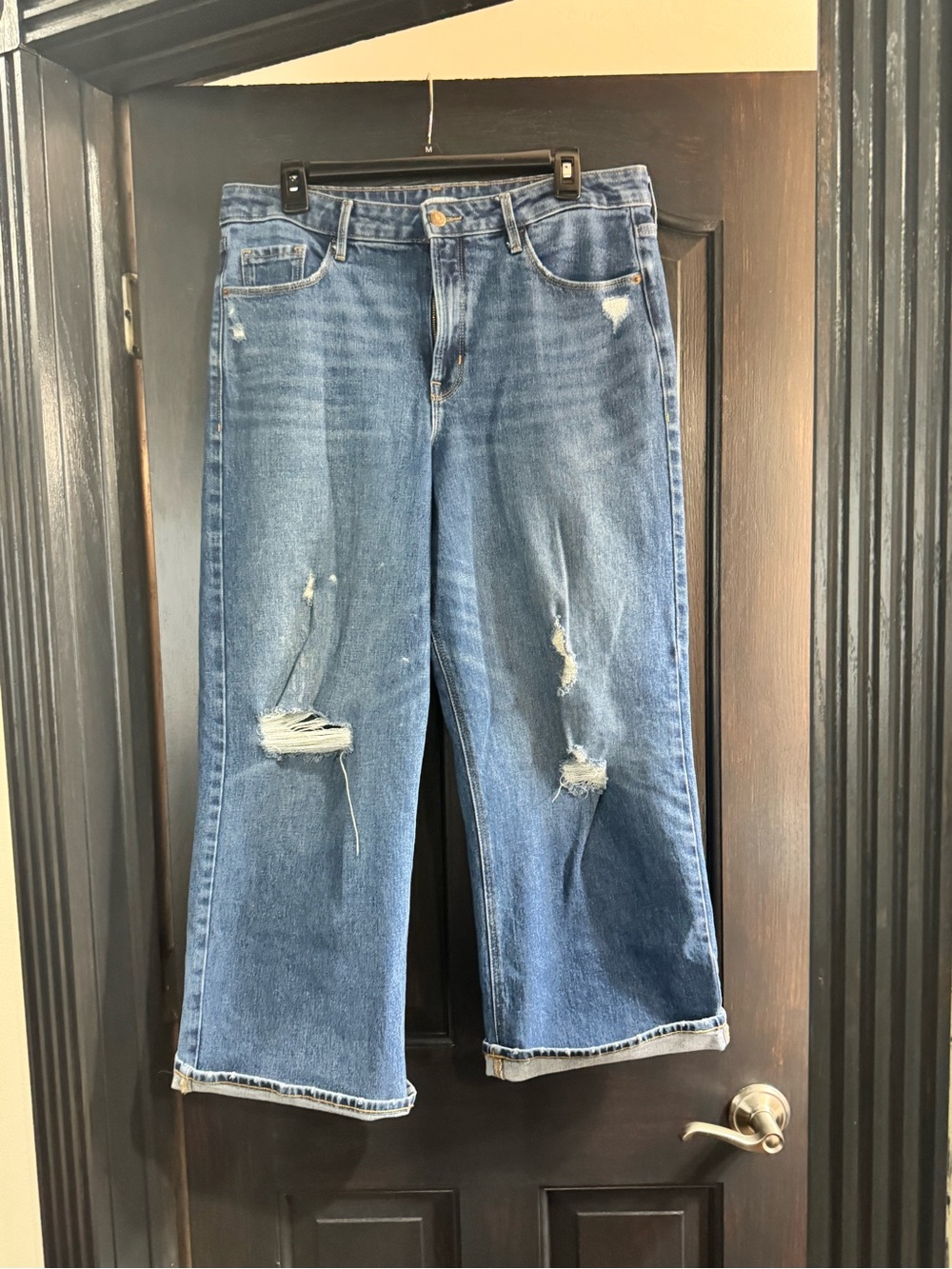 Blue Distressed Wide-Leg Women’s Jeans